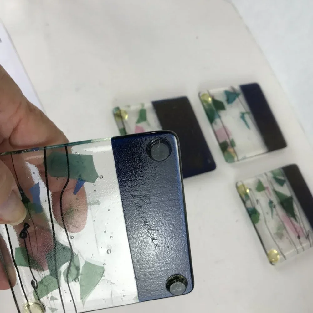 MCM Signed Art Glass Coasters